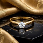 Diamantring forlovelsesring 0,40 ct i 14kt gult gull. Leticia - 18007040gg