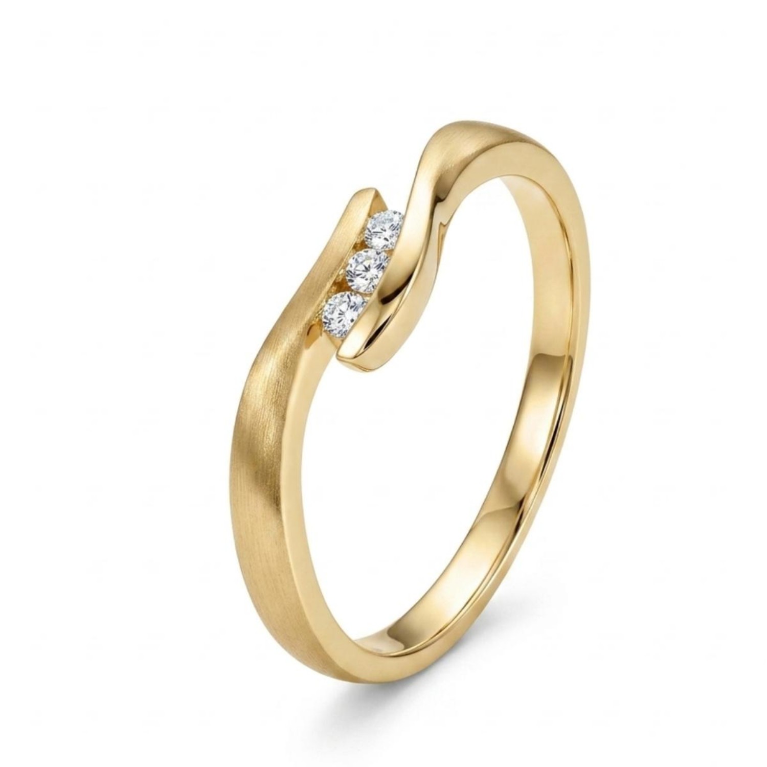 Gullring med 3 zirkonia stener - coc5000326